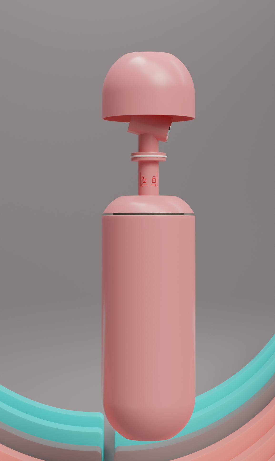 Floating pink bidet with cap open and nozzle extended slightly