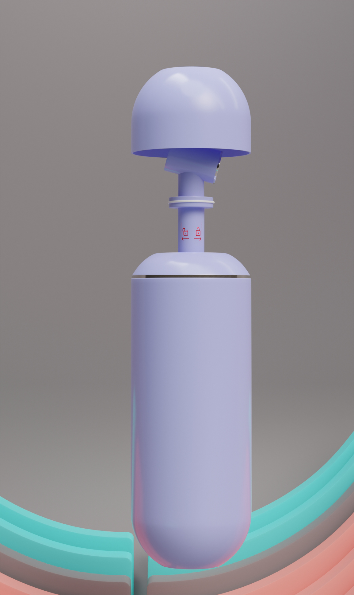 Purple portable bidet with lid open and nozzle partially out